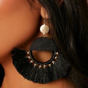 New black tassel earrings